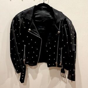 Nour Hammour leather studded jacket